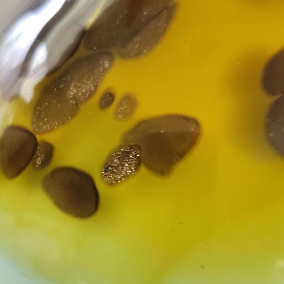 Handblown Glass Bird ,Yellow and Green with Brown Spots - Picture 6 of 13